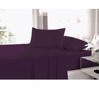 100% Poly-Cotton Flat Sheet Top Sheet Bedding Fade Resistant Fabric Plain Dyed for Summer & Winter (Plum, Single(180x260cm))