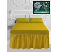 100% Poly Cotton Plain Dyed Percale Easy Care Sheets 16" Frilled Base Valance Sheet Mustard Double