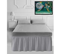 100% Poly Cotton Plain Dyed Percale Easy Care Sheets 16" Frilled Base Valance Sheet Silver Double