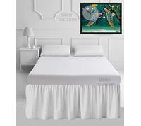 100% Poly Cotton Plain Dyed Percale Easy Care Sheets 16" Frilled Base Valance Sheet White Single