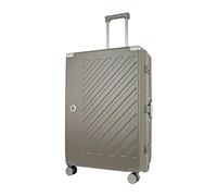 100% Polycarbonate Zipperless Large Suitcase, Hardshell Check in Luggage with Double TSA Locks and 4 Wheels, Aluminium Alloy Handle, Flight Case for Travel in Khaki Grey