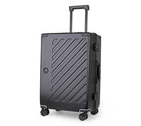100% Polycarbonate Zipperless Medium Suitcase, Hardshell Check in Luggage with Double TSA Locks and 4 Wheels, Aluminium Alloy Handle, Black Suitcase for Travel
