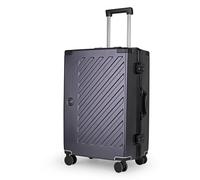 100% Polycarbonate Zipperless Medium Suitcase, Hardshell Check in Luggage with Double TSA Locks and 4 Wheels, Aluminium Alloy Handle, Flight Case for Travel in Dark Grey