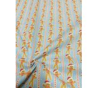 100% Polycotton Christmas Fabric - Gingerbread Men Candy Canes Hats Stars Hearts Puddings Tress (Per Metre) - Sewing Quilting Dress Fabric - Simply Sew Crafty™ (Gingerbread Line on Blue)