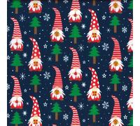 100% Polycotton Christmas Fabric - New Designs (Per Metre) - Xmas Snowflakes Gingermen Bread Stars - Dress Fabric - Simply Sew Crafty™ (Gnomes on Navy Blue, 0.5 Mtr)