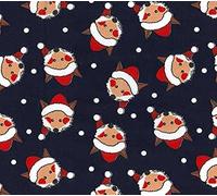 100% Polycotton Christmas Fabric - New Designs (Per Metre) - Xmas Snowflakes Gingerbread Men Stars - Dress Fabric - Simply Sew Crafty™ (Navy/Xmas Foxes on Silver, 1 Mtr)