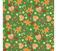 100% Polycotton Christmas Fabric - New Designs (Per Metre) - Xmas Snowflakes Gingerbread Men Stars - Dress Fabric - Simply Sew Crafty™ (Gingerbread Men/Candy Canes/Hearts on Green, 1 Mtr)