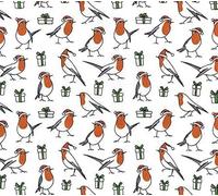 100% Polycotton Christmas Fabric - New Designs (Per Metre) - Xmas Snowflakes Gingermen Bread Stars - Dress Fabric - Simply Sew Crafty™ (Robins on White, 0.5 Mtr)