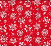 100% Polycotton Christmas Fabric - New Designs (Per Metre) - Xmas Snowflakes Gingerbread Men Stars - Dress Fabric - Simply Sew Crafty™ (Fili Snowflakes on Red, 1 Mtr)