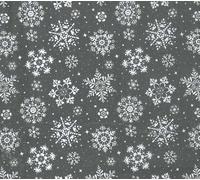 100% Polycotton Christmas Fabric - New Designs (Per Metre) - Xmas Snowflakes Gingerbread Men Stars - Dress Fabric - Simply Sew Crafty™ (White Snowflakes on Silver, 0.5 Mtr)