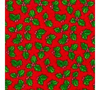 100% Polycotton Christmas Fabric - New Designs (Per Metre) - Xmas Snowflakes Gingermen Bread Stars - Dress Fabric - Simply Sew Crafty™ (Red Holly, 0.5 Mtr)