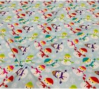 100% Polycotton Christmas Fabric - Xmas Snowmen Stars Trees Santa Hats Snowflakes Bears (Per Metre) - Sewing Quilting Dress Fabric - Simply Sew Crafty™… (Multicoloured Snowmen)
