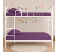 100% Polycotton Fitted Sheet, Small Single 2FT 6" (75 x 190 cm), Deep 25cm Pocket, Soft Breathable Bed Sheet, Non-Iron Elasticated Bottom Sheet for Bunk Beds, Caravan, Campervan & Guest Bed - Plum