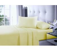100% Polycotton Flat Sheet Top Sheets Bedding Fade Resistant Fabric Plain Dyed Flat Bed Sheet Hotel Quality for Summer & Winter Bed Sheets (Lemon, Single(180x260cm))