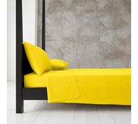 100% Polycotton Flat Sheet Top Sheets Bedding Fade Resistant Fabric Plain Dyed Flat Bed Sheet Hotel Quality for Summer & Winter Bed Sheets (Ochre, Single(180x260cm))