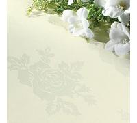 100% Polyester Circular Tablecloth Table Cover with Rose Design, Ivory, 173cm