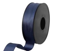 100% Polyester Double Sided Satin Ribbon for Weddings, Gift Wrapping, Floral Arrangements, Crafts, Cakes, Bows, Decorations, 25mm x 25m, Navy Blue