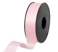 100% Polyester Double Sided Satin Ribbon for Weddings, Gift Wrapping, Floral Arrangements, Crafts, Cakes, Bows, Decorations, 25mm x 25m, Light Pink