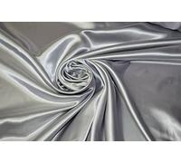 100% Polyester/Poly Silk Premium Silky Satin Fabric, Dressmaking, Wedding, Prom - Dress Craft Fabric Material 58" - 150 cm Wide Sold As 1 Meter Pre - Cut Lengths (Grey, 2 Meter)