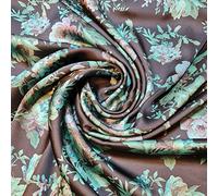 100% Polyester/Poly Silk Silky Satin Fabric, Dressmaking, Wedding, Prom - Dress Craft Fabric Material 58" - 150 cm Wide Sold As 1 Meter Pre - Cut Lengths (Black Jade Roses)
