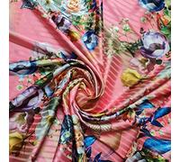100% Polyester/Poly Silk Silky Satin Fabric, Dressmaking, Wedding, Prom - Dress Craft Fabric Material 58" - 150 cm Wide Sold As 1 Meter Pre - Cut Lengths (Coral Floral)