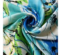 100% Polyester/Poly Silk Silky Satin Fabric, Dressmaking, Wedding, Prom - Dress Craft Fabric Material 58'' - 150 cm Wide Sold As 1 Meter Pre - Cut Lengths (White Multi Floral), (EPSAT01)