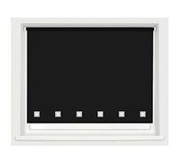 100% Polyester Square Eyelet Trimmable Daylight Roller Blinds (60cm Wide x 210cm Drop, Black)