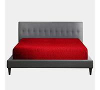 100% Polyester Super King Bottom Sheet Warm & Cozy Corner Elasticated Fitted Sheet, Easycare Fluffy Bedding Bed Sheet, Red