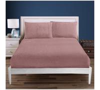 100% Polyester Super King Bottom Sheet, Warm & Cozy Teddy Bear Fleece Fitted Sheet, Easycare Soft Fur Snuggly and Thermal Bedsheet, Easycare Fluffy Warm Bedding, Pink