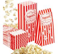 100 Popcorn Bags Individual Servings - Flat Bottom Paper Popcorn Food Bags Party Pop Corn Sleeves Bulk Carnival Halloween Snack Pack Gift Favor Treat bolsas para palomitas Movie Night Supplies