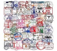 100 Postmark Stickers, Vintage Travel Stamp Post Mark Sticker Pack for Suitcase Scrapbook Laptop Helmet Luggage Water Bottle