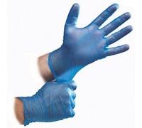 100 Powder Free Vinyl Blue Disposable Gloves LARGE-NEW