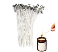 100 Pre-Waxed Cotton Wicks With Metal Sustainer - Low Natural, Woven, Smokeless for Candle Making