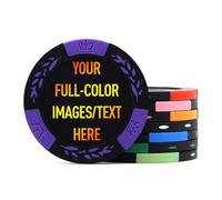 100 Premium Clay Poker Chips, Customized Your Image and Text, 11.5 Grams Casino Chips for Texas Hold’em, Blackjack Gambling (Purple)