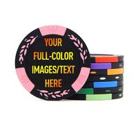 100 Premium Clay Poker Chips, Customized Your Image and Text, 11.5 Grams Casino Chips for Texas Hold’em, Blackjack Gambling (Pink)