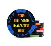 100 Premium Clay Poker Chips, Customized Your Image and Text, 11.5 Grams Casino Chips for Texas Hold’em, Blackjack Gambling (Blue)