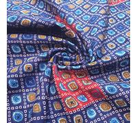 100% Printed Indian Cotton Rajasthani Suzani Rangoli Boho Banjara Craft Fabric Material 45'' - 112 cm Wide Sold As 1 Meter Pre - Cut Lengths (D-2) (Available in 6 Colours) (Blue Red Boho) (IN01)
