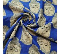 100% Printed Indian Cotton Rajasthani Suzani Rangoli Boho Banjara Craft Fabric Material 45'' - 112 cm Wide Sold As 1 Meter Pre - Cut Lengths (D-2) (Available in 6 Colours) (Royal Buddha) (IN01)