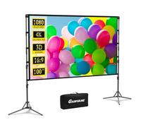 100 Projector Screen with Stand Foldable Portable Movie Screen 100”(16:9), HD 4K Double Sided Projection Screen with Carry Bag Indoor Outdoor Video Screen for Home Theater