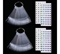 100 ps Nail Swatch Sticks with Number Stickers, Nail Color Display Stiletto Tips, Fan-shaped Nail Polish Practice Sticks, Nail Art Display Sample Color Wheels (Transparent)