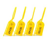 100 Pull Tite Security Tags Plastic Anti-Tamper Seals Tearing-Off Cable Ties Numbered Label for Fire Extinguisher Luggage 210mm (Yellow)