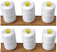 100% Pure 800m Cotton Sewing Thread x 6 Large White Spools / Reels Asli Pari