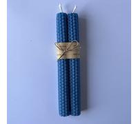 100% Pure Beeswax Dinner Candles, Subtle Honey Smell, Gift for Her, 10 Colours (Azure Blue)