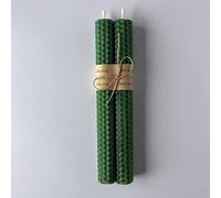 100% Pure Beeswax Dinner Candles, Subtle Honey Smell, Gift for Her, 10 Colours (Forest Green)