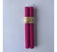 100% Pure Beeswax Dinner Candles, Subtle Honey Smell, Gift for Her, 10 Colours (Hot Pink)