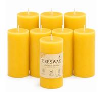 100% Pure Beeswax Pillar Candles, Non Toxic Candle 2x4in,8 Pack, 280 H Burn