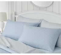 100% Pure Brushed Cotton Spotted Pair Housewife Pillow Cases in Blue and White 50cm x 75cm