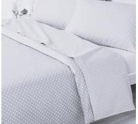 100% Pure Brushed Cotton Striped Flat Sheet in Grey and White King Size 275cm x 260cm