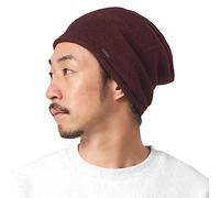 100% Pure Cashmere Slouch Beanie Hat - for Men & Women Woolly Knitted Slouchy Hats Warm Wool Cap All Season Burgundy