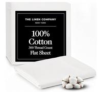 100% Pure Cotton, 300 TC Flat Sheet Split King Size - Hotel Quality Crisp Percale Sheets, Skin Friendly & Breathable - 2” Hemstitched Flat Sheets - White